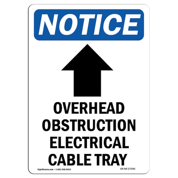 Safety Sign, OSHA Notice, 5" Height, Overhead Obstruction Sign With Symbol, Portrait, 10PK